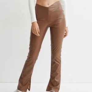 Brown faux leather pants